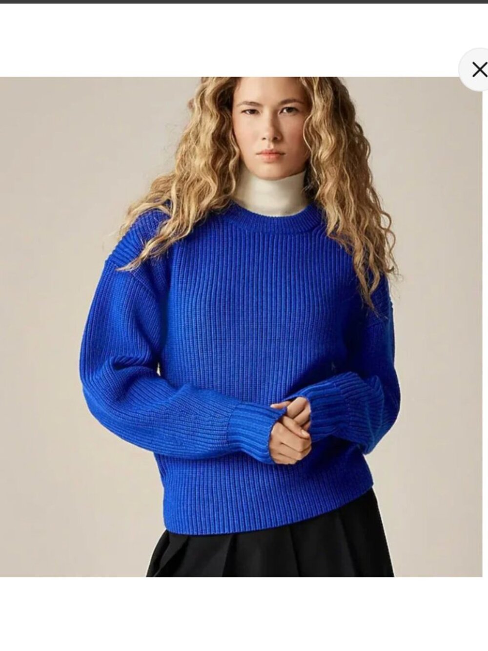 J.Crew Fitted-Waist Crewneck Sweater XXS Ribbed 100% Merino Wool Cobalt Blue